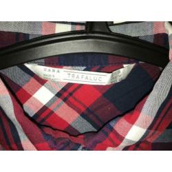 Zara - Blauw rood geruite blouse maat M