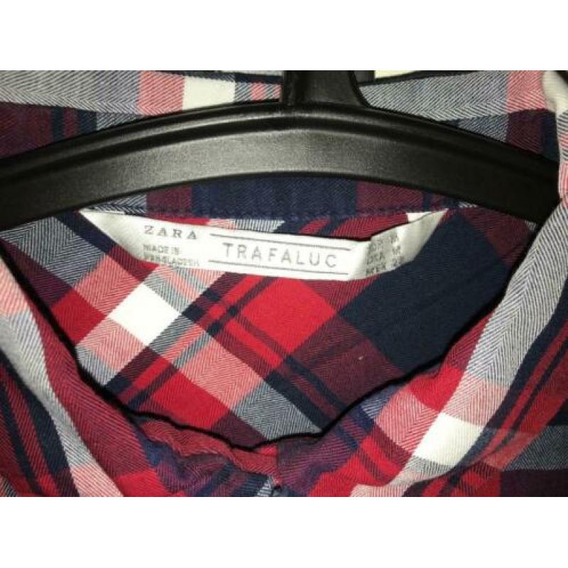 Zara - Blauw rood geruite blouse maat M