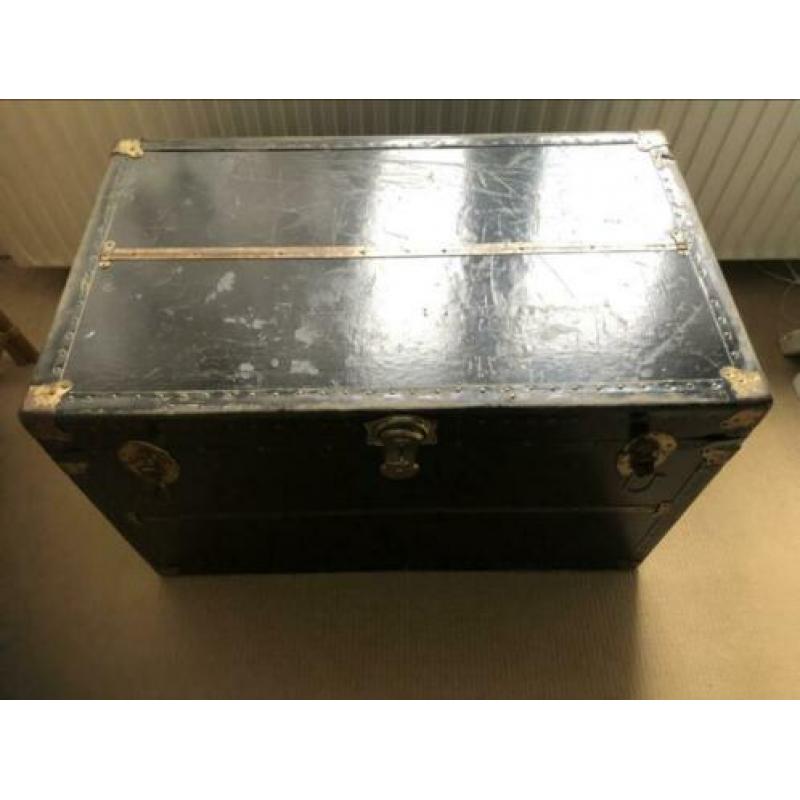 Antieke hutkoffer / reiskist met Holland-Amerika- label