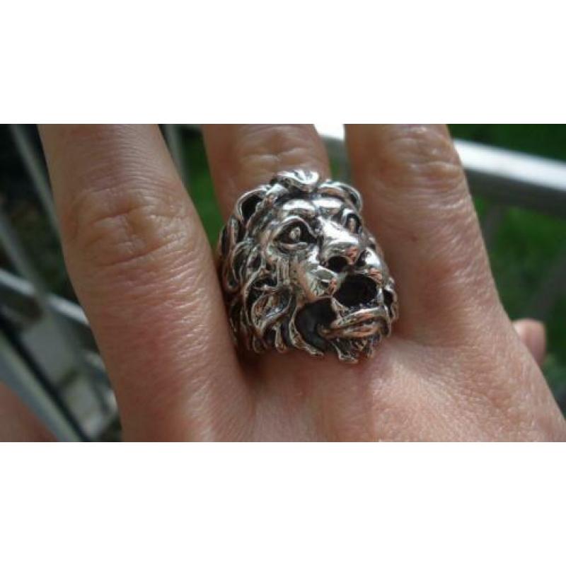 925 zilver ring met leeuw lion maat 19,5 20 3/4 - Vanoli