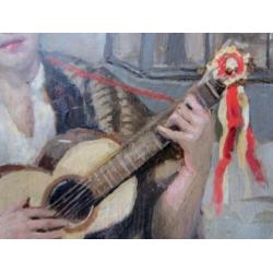=ca 1900===mandoline spelende jongen=ITALIAANS==gesigneerd=