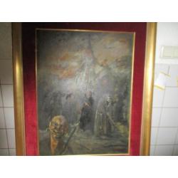 Olie/doek. Olmos, Heksenverbranding. 78 x 95 cm.
