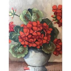 Miniatuur paneel schilderij H Schallenberg 14x14 cm
