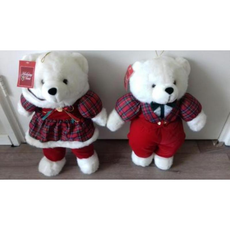 Twee vintage holiday kerstberen