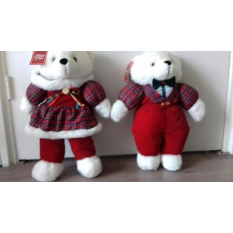 Twee vintage holiday kerstberen