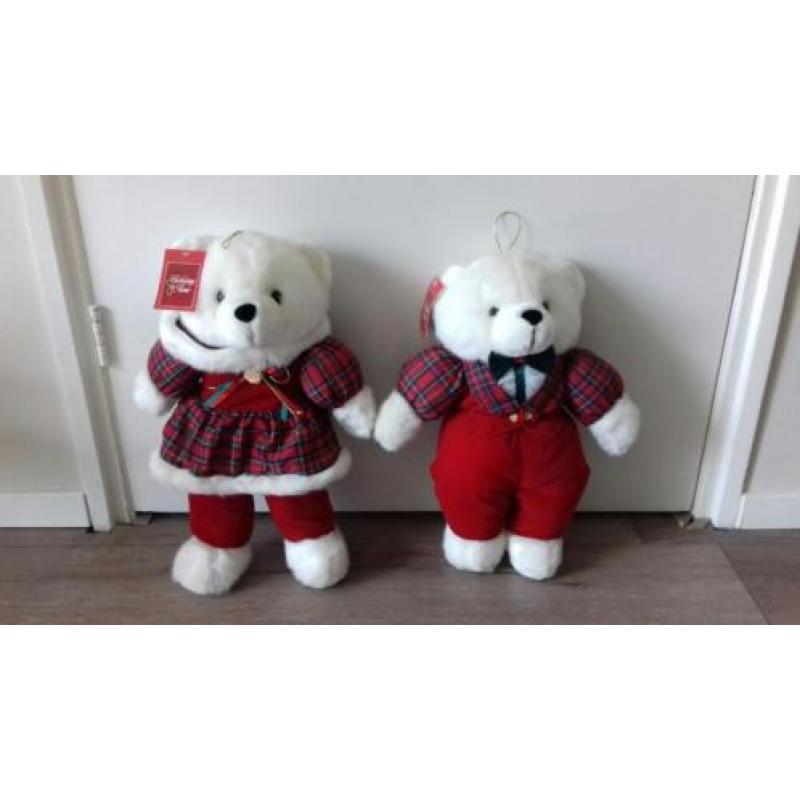 Twee vintage holiday kerstberen