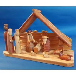 houten mini kerstgroep met stalletje