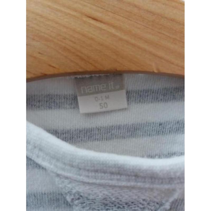 Leuk Name it unisex broek pakje mt 50 grijs/wit