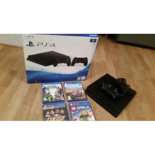 PS4 Slim 1TB met 2 controllers + 5 Leuke Games + Garantie