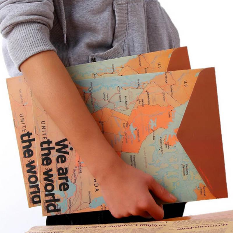 Stationery Vintage World Map Style Paper Folder Bag