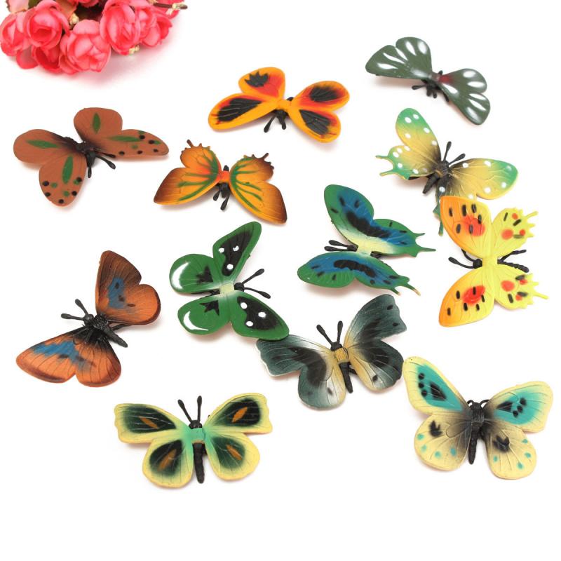 12pcs Plastic Butterfly Colorful Wall Stickers Art Mural Decals Home Wedding Party Decor
