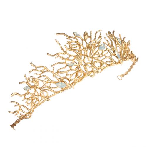 Bride Gold Rhinestone Crystal Coral Shape Crown Princess Queen Tiara Wedding Party Prom Headpiece