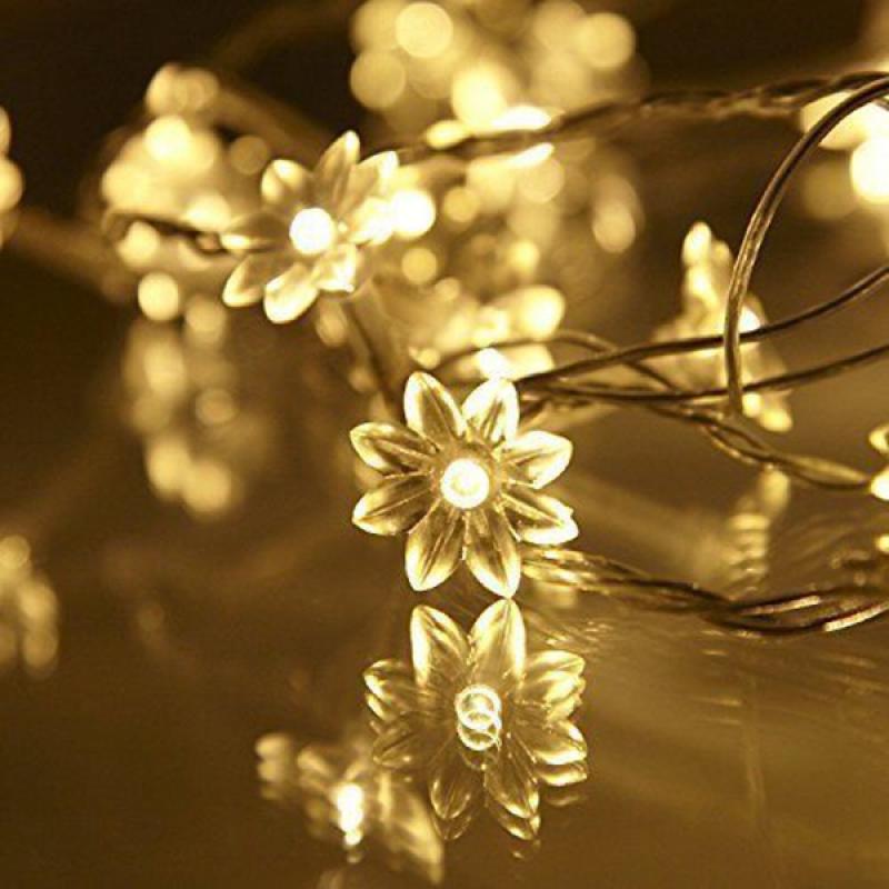 Battery Operated 2.5M Warm White 20LEDs Flower Petal Shape Indoor Fairy String Lights for Christmas