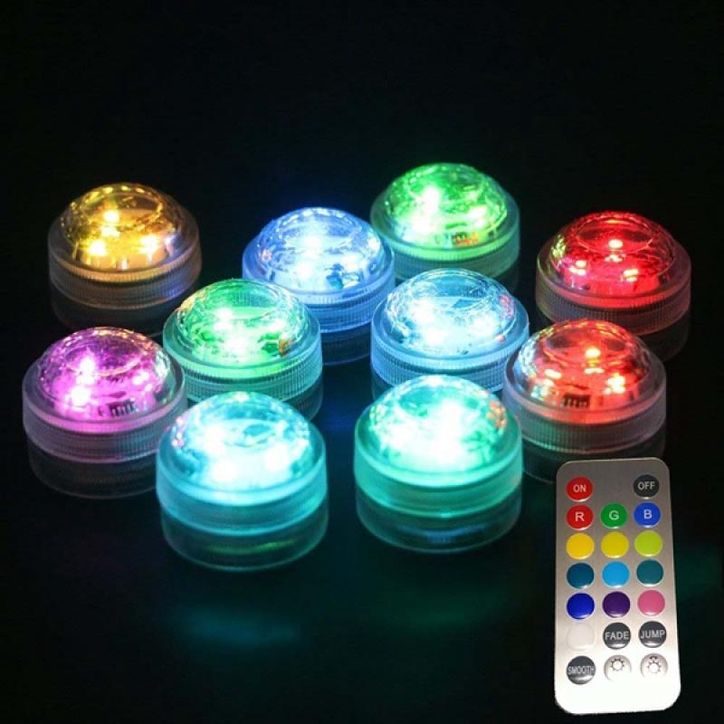 1X 10X Remote Control Submersible LED Candle Tea Light Waterproof RGB Under Water Lamp Decoration