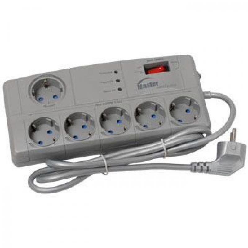 Plieger 6 voudig met overspanningsbeveiliging telefoon fax modem in doos aluminium