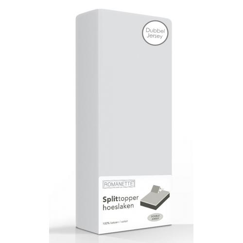 Double Jersey Splittopper Hoeslaken Romanette Zilver-160 x 200/210/220 cm