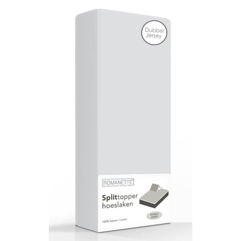 Double Jersey Splittopper Hoeslaken Romanette Zilver-160 x 200/210/220 cm