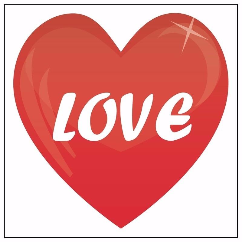 Valentijn feestartikelen Shoppartners 5 hartjes stickers love 10,5 cm