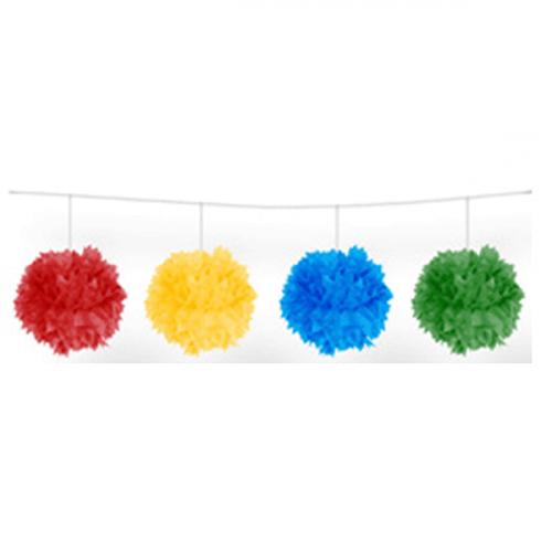 Pompom slinger gekleurd 3 meter Geen beste