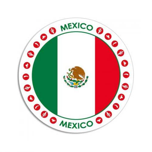 Ronde Mexico sticker Shoppartners Landen versiering en vlaggen