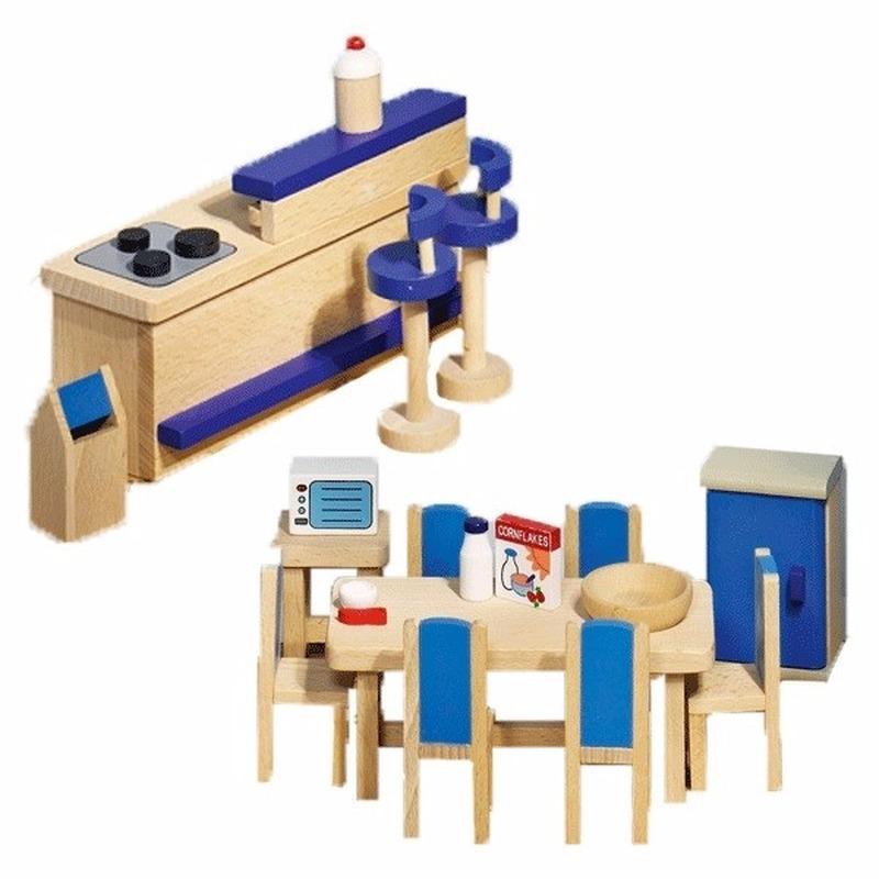 Poppenhuismeubeltjes moderne keuken van hout Goki speelgoed Hoge kwaliteit