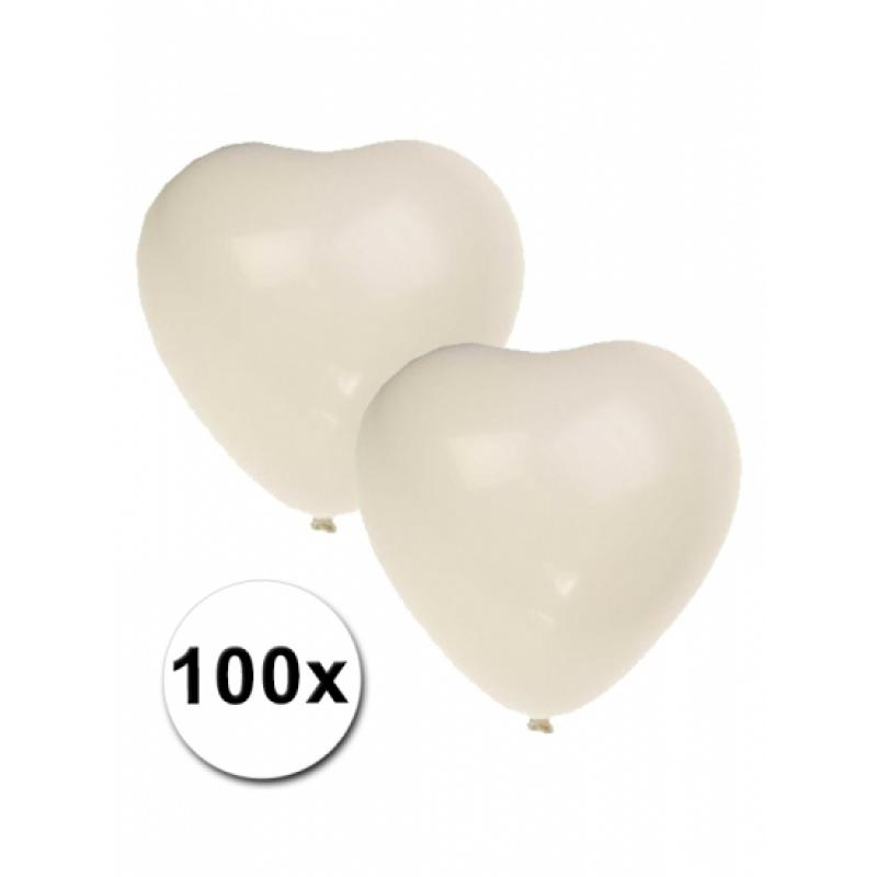 Feestartikelen diversen Geen Hartjes ballonnen wit 100 stuks