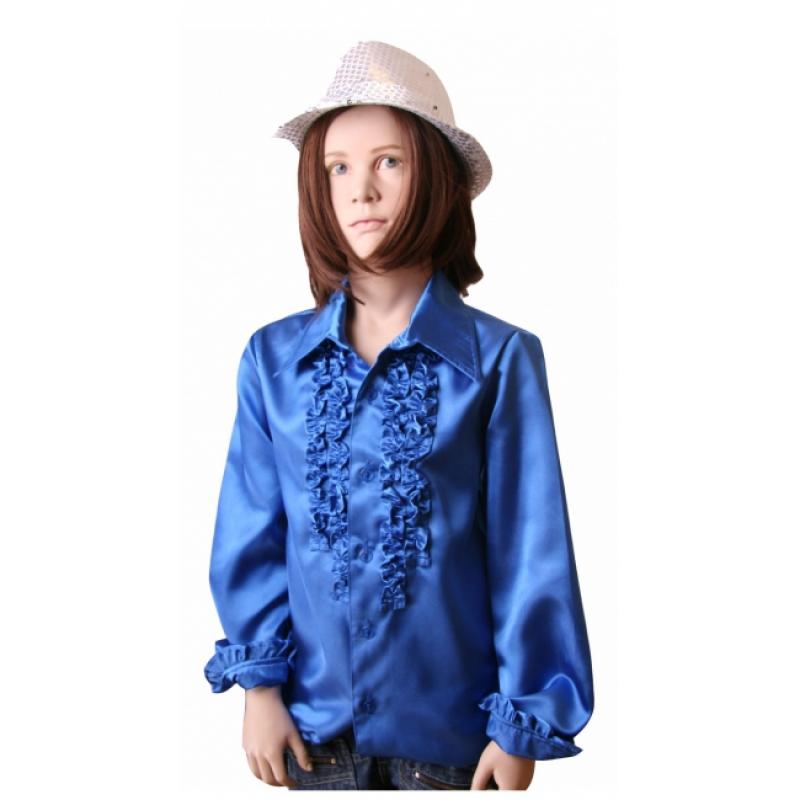 Rouches blouse in kobalt blauw voor meisjes Geen Soorten kostuums