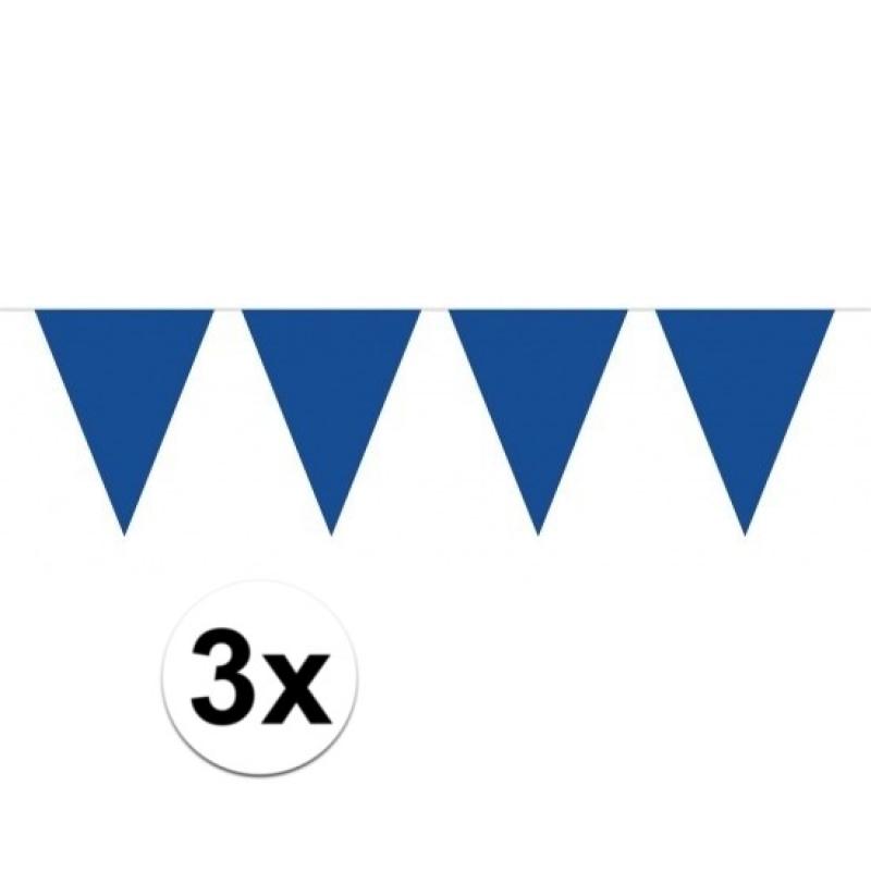3 stuks Vlaggenlijnen slingers XXL blauw 10 meter Geen te koop