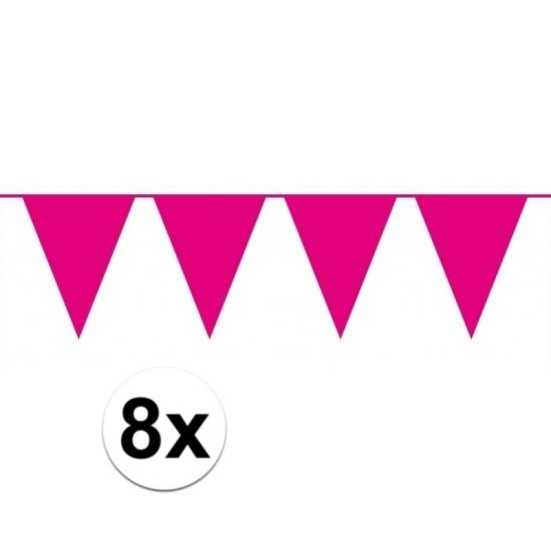 Kleuren versiering Geen 8 stuks Vlaggenlijnen slingers XXL roze 10 meter