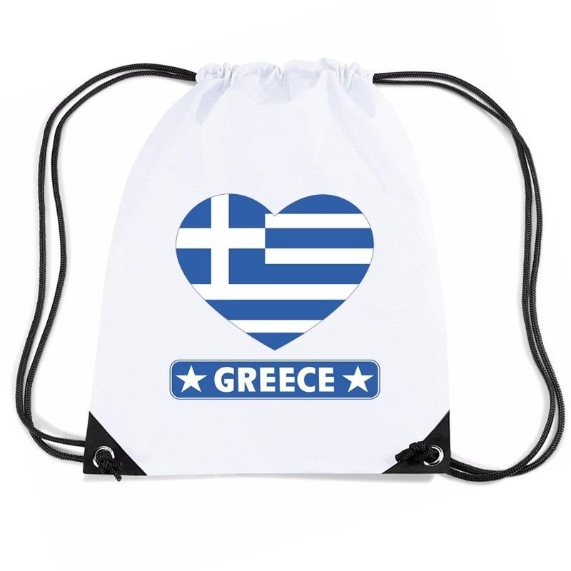 Griekenland hart vlag nylon rugzak wit Shoppartners voordeligste prijs