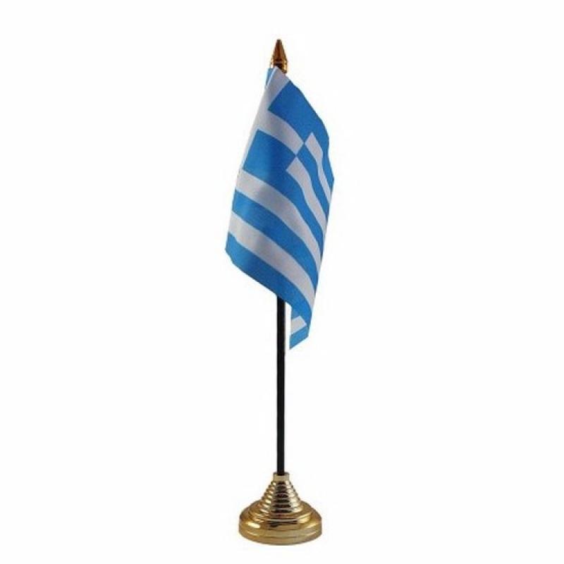 Landen versiering en vlaggen Geen Griekenland tafelvlaggetje 10 x 15 cm met standaard