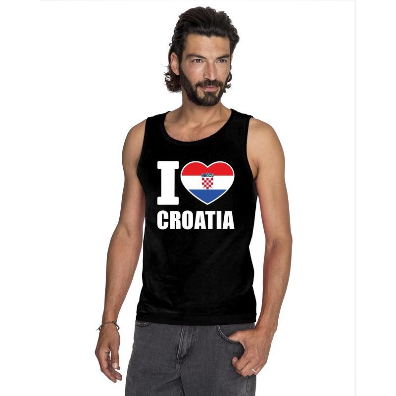 Landen versiering en vlaggen Shoppartners Zwart I love Kroatie fan singlet shirt tanktop heren
