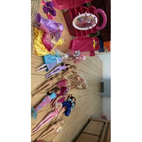 Barbie, Ken en Frozen poppetjes met kleding kast en spullen